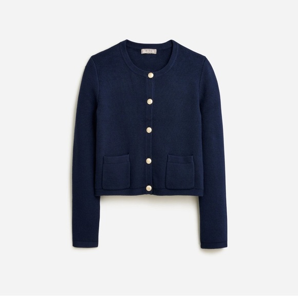 J. Crew Sweaters - J.Crew Emilie sweater lady jacket in Navy 💯% Cotton NWT SZ L Top Rated